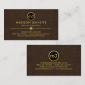 Monogram On Luxurious Brown Grunge Visitekaartje (Voorkant / Achterkant)