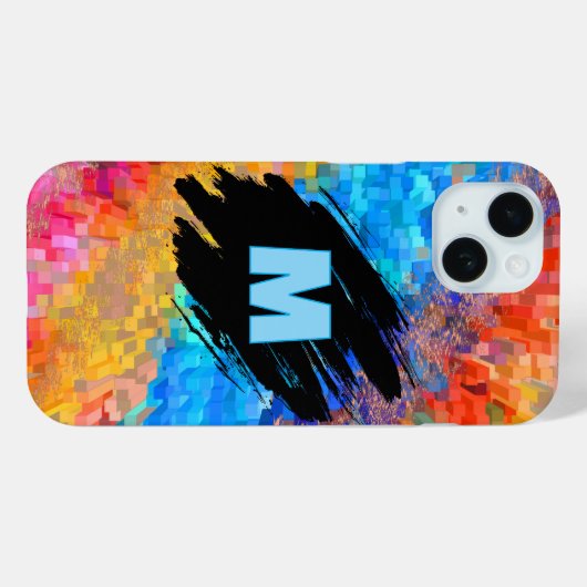 Monogram on Rainbow Abstract Background Case-Mate iPhone Case (Achterkant (horizontaal))