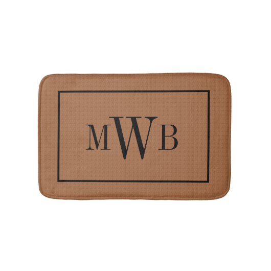 Monogram On Textured Look Brown Neutral Updated Badmat (Voorkant)