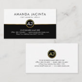 Monogram On White Black Layers Visitekaartje (Voorkant / Achterkant)