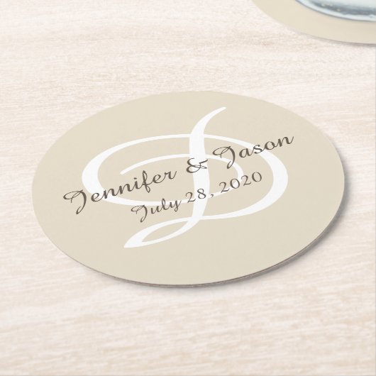 Monogram onderzetters van papier (Gebogen)