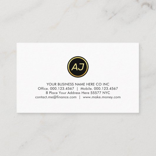 Monogram One Gold Line Black White Layers Visitekaartje (Achterkant)