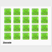 Monogram One Square Block M Name over Vierkante Sticker (Vel)
