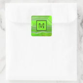 Monogram One Square Block M Name over Vierkante Sticker (Tas)
