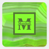 Monogram One Square Block M Name over Vierkante Sticker (Voorkant)