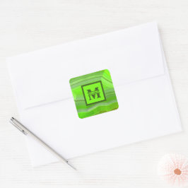 Monogram One Square Block M Name over Vierkante Sticker