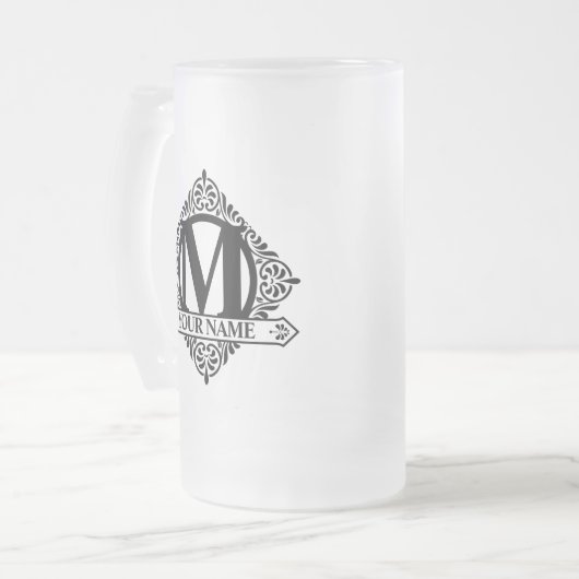  monogram ontwerp Bevestigde Mok van glasbier (Voorkant links)
