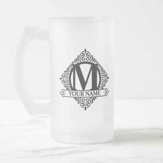  monogram ontwerp Bevestigde Mok van glasbier (Links)