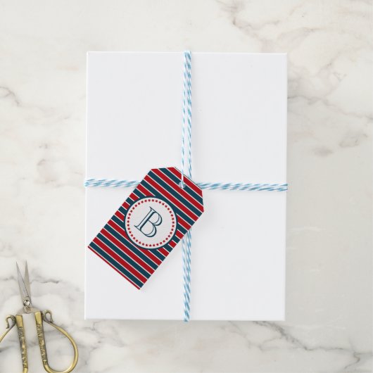Monogram ontwerp cadeaulabel (Met Touw)