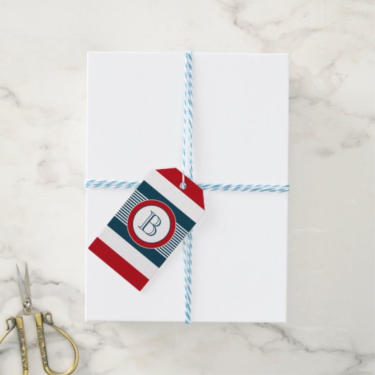 Monogram ontwerp cadeaulabel (Met Touw)