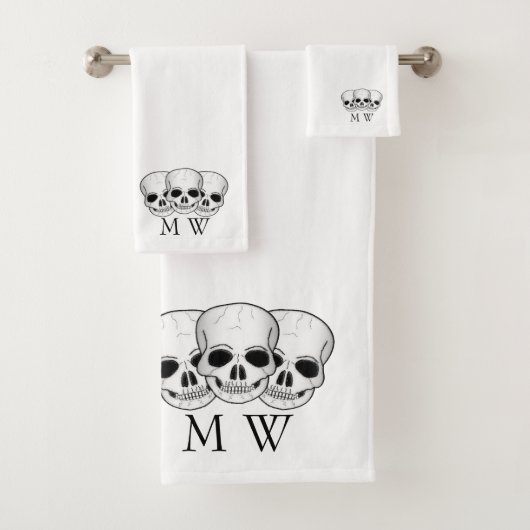 Monogram ontwerp fantasy kunst schedel bad handdoek (Insitu)