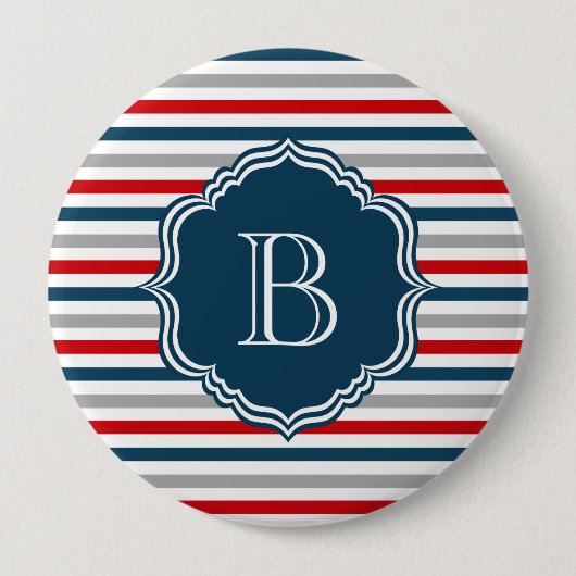 Monogram ontwerp ronde button 4,0 cm (Voorkant)