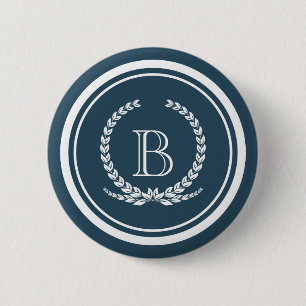 Monogram ontwerp ronde button 5,7 cm