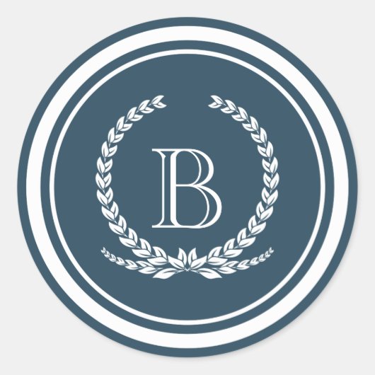 Monogram ontwerp ronde sticker (Voorkant)