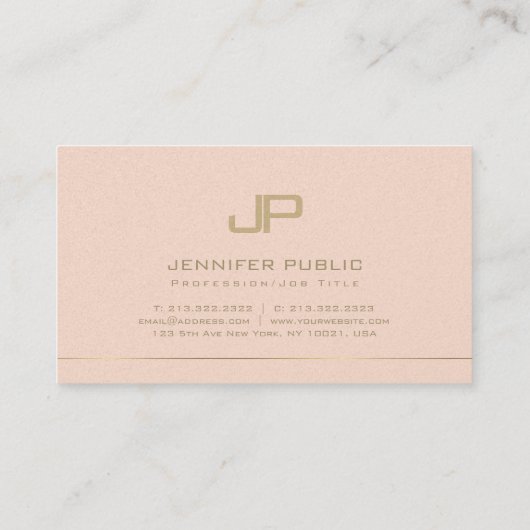 Monogram Ontwerp Trendy Glamoureuze Duidelijke Lux Visitekaartje (Achterkant)