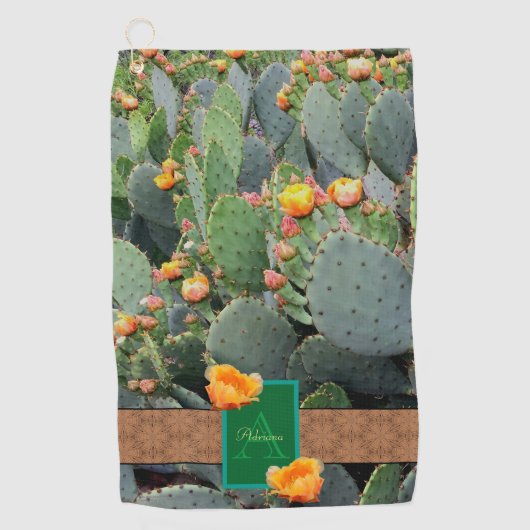 Monogram ontwerp van de Zuidwestelijke Cactus - Or Golfhanddoek (Voorkant)