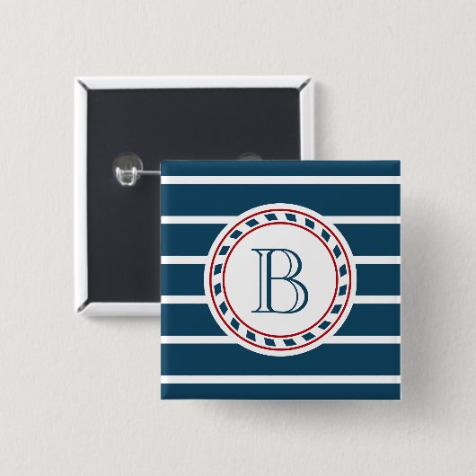 Monogram ontwerp vierkante button 5,1 cm (Voorkant /achterkant)