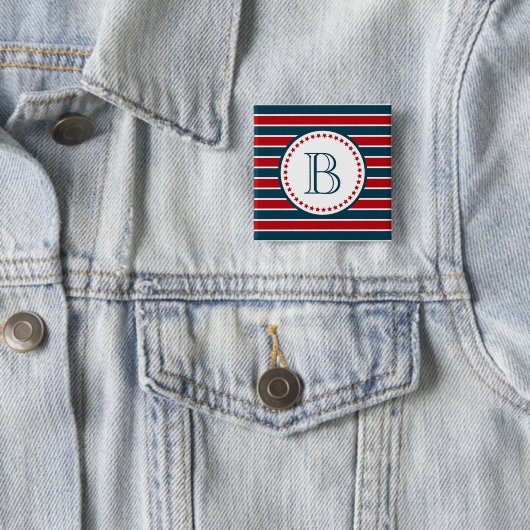 Monogram ontwerp vierkante button 5,1 cm (In situ)