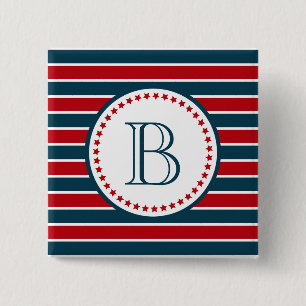 Monogram ontwerp vierkante button 5,1 cm
