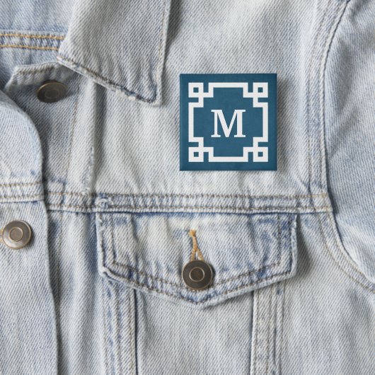 Monogram ontwerp vierkante button 5,1 cm (In situ)