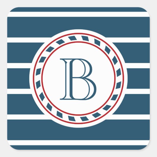 Monogram ontwerp vierkante sticker (Voorkant)