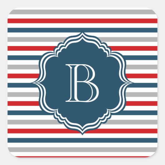 Monogram ontwerp vierkante sticker (Voorkant)