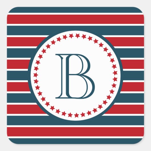 Monogram ontwerp vierkante sticker (Voorkant)