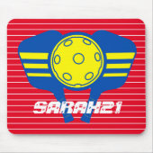 Monogram oog vangen rode en blauwe pickleball muismat (Voorkant)