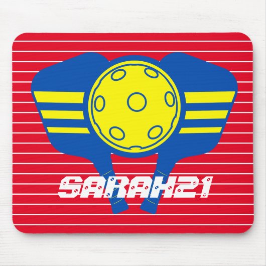 Monogram oog vangen rode en blauwe pickleball muismat (Voorkant)