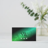 Monogram oogkweek zwarte Blauwgroen mousserende ju Visitekaartje (Staand voorkant)