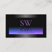 Monogram oogopslag zwart blauw en roze gradiënt visitekaartje (Voorkant)