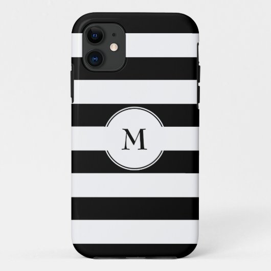 Monogram oogstzwart-wit patroon Case-Mate iPhone case (Achterkant)