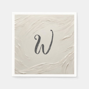 Monogram op abstract ivoorkleurige textuur servet
