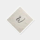 Monogram op abstract ivoorkleurige textuur servet (Hoek)