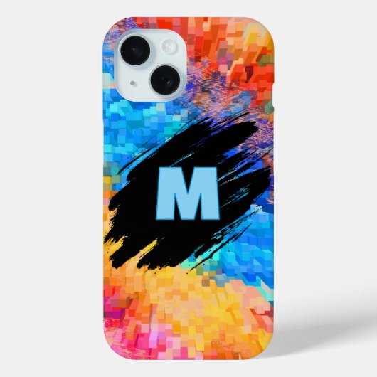 Monogram op abstract regenboog achtergrond Case-Mate iPhone case (Achterkant)