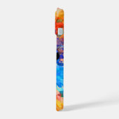 Monogram op abstract regenboog achtergrond iPhone 15 case (Linkerkant)