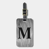 Monogram op abstract zilver geborsteld metaal bagagelabel (Voorkant verticaal)