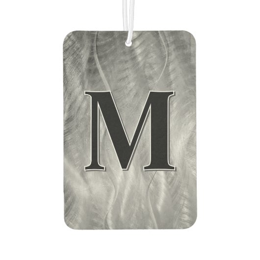 Monogram op Abstract zilvergeborsteld metaal Luchtverfrisser (Achterkant)