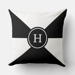 Monogram op Abstract Zwart en Wit Worp Kussen