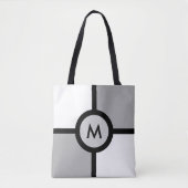 Monogram op Abstract zwart grijs en wit Tote Bag (Voorkant)