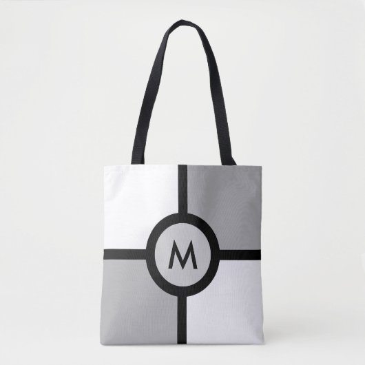 Monogram op Abstract zwart grijs en wit Tote Bag (Voorkant)