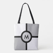 Monogram op Abstract zwart grijs en wit Tote Bag (Achterkant)