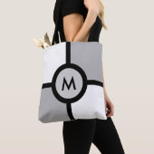 Monogram op Abstract zwart grijs en wit Tote Bag (Dichtbij)