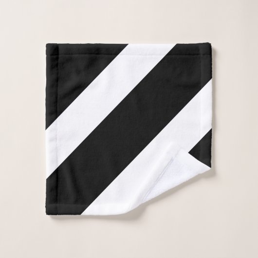 Monogram op Abstract zwart-wit gestreept Bad Handdoek (Wasdoekje)