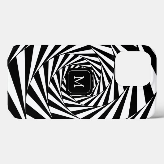 Monogram op Abstract Zwart-wit Spiralen Art Case-Mate iPhone Case (Achterkant (horizontaal))