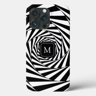 Monogram op Abstract Zwart & Wit Spiralen Kunst Case-Mate iPhone Case