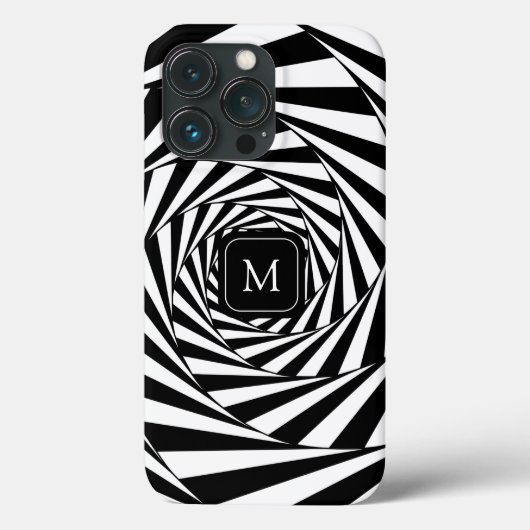 Monogram op Abstract Zwart & Wit Spiralen Kunst Case-Mate iPhone Case (Achterkant)