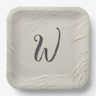 Monogram op Abstracte ivoren textuur Papieren Bordje