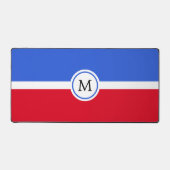 Monogram op betoverende saffier blauw, rood & wit bureaumat (Voorkant)