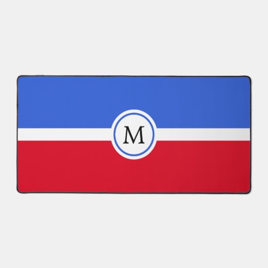 Monogram op betoverende saffier blauw, rood & wit bureaumat (Voorkant)